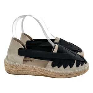 Free people flats 36 6 black beige suede dorsay Espadrilles coastal granny